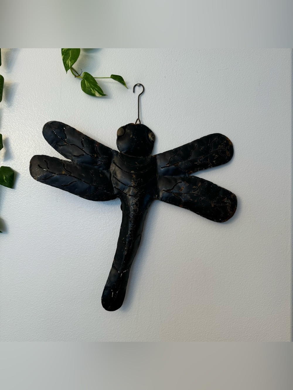 Vintage 1950s–1970s Metal Dragonfly Wall Decor Folk Art 18” Estimated